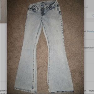 Silver Acid Wash Jeans 27 Bell Flair